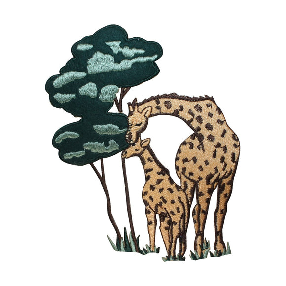 ID 5063 Mom and Baby Giraffe Large Patch Wild Safari Embroidered IronOn Applique