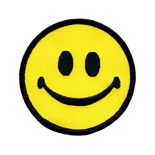 Large Classic Yellow Smiley Face Patch Happy Emoji Embroidered Iron On Applique