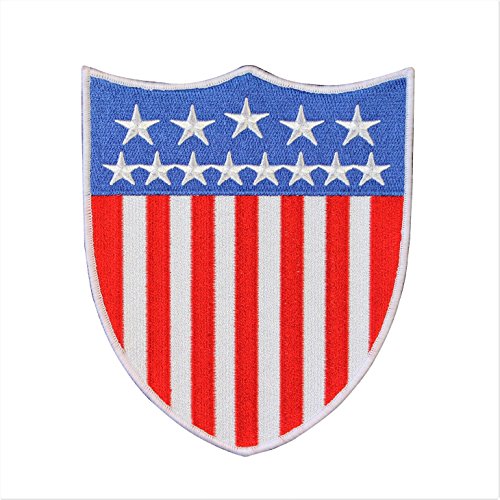 Large American National Flag Shield Patch USA Badge Embroidered Iron On Applique