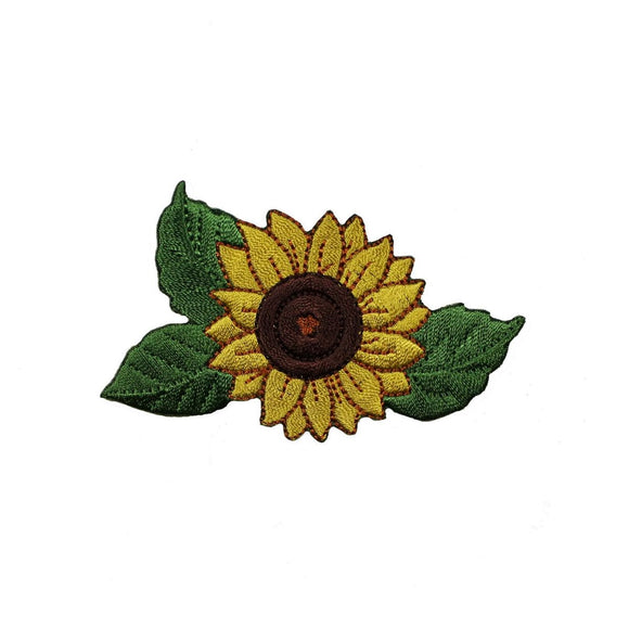 ID 6038 Sunflower With Leaves Patch Garden Bloom Embroidered Iron On Applique