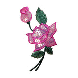 ID 6160 Sequin Tulip Garden Flower Embroidered Iron On Badge Applique Patch