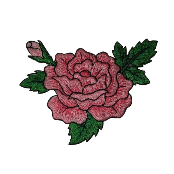 ID 6190 Pink Rose Blossom Flower Plant Love Iron On Embroidered Patch Applique