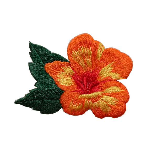 ID 6398 Orange Flower Blossom Patch Hibiscus Garden Embroidered IronOn Applique