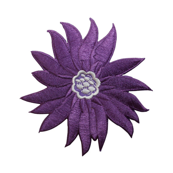 ID 6429 Deep Purple Flower Blossom Iron On Embroidered Patch Applique