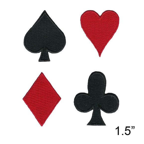 Larger Card Suits Set Poker Heart Spade Diamond Club Iron On Applique Patches