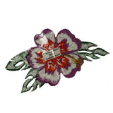 ID 6522 Purple Hibiscus Flower Patch Exotic Hawaii Embroidered Iron On Applique