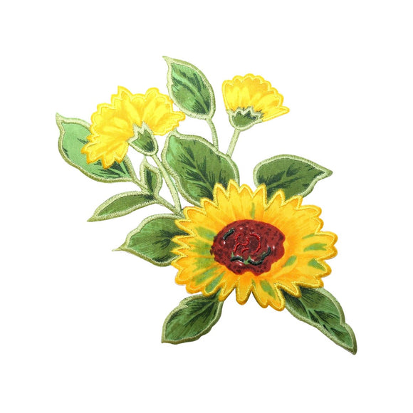 ID 6529 Sunflower Garden Plant Embroidered Stitching Iron On Badge Applique Patch