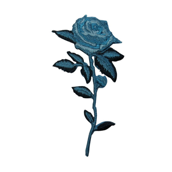 ID 6574 Blue Rose Stem Patch Garden Love Flower Embroidered Iron On Applique