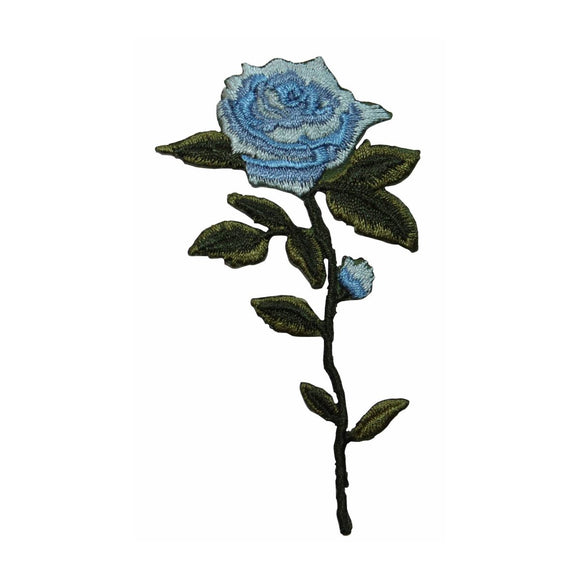 ID 6580 Blue Rose Flower Cutting Plant Iron On Embroidered Patch Applique