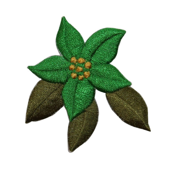 ID 6663 Green Flower Leaves Patch Garden Blossom Embroidered Iron On Applique