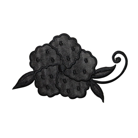 ID 6813 Black Hibiscus Flower Patch Tropical Bloom Embroidered Iron On Applique