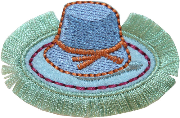 ID 7598 Frilly Sun Hat Patch Garden Fashion Shade Embroidered Iron On Applique