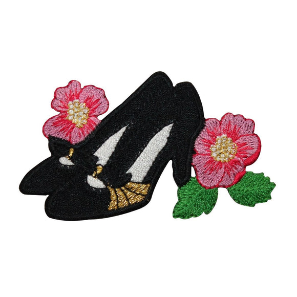 ID 7795 Black High Heel Shoes Patch Flower Fashion Embroidered Iron On Applique