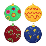 ID 8195A-D Set of 4 Fuzzy Ornament Patches Christmas Felt Iron On Applique