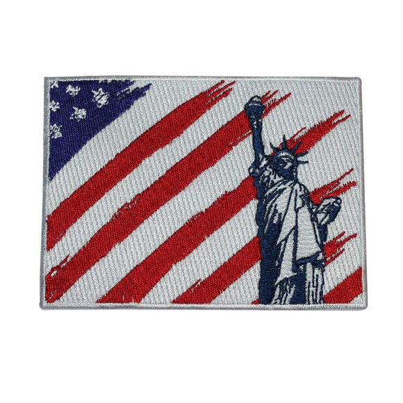 American Flag Statue Of Liberty Patch Patriotic Embroidered Iron On Applique