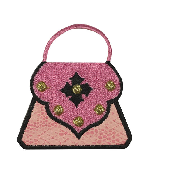 ID 8401 Pink Snake Print Purse Patch Bag Fashion Embroidered Iron On Applique