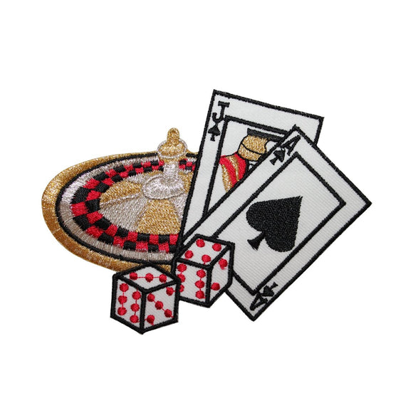 ID 8606 Casino Games Gambling Roulette BlackJack Dice Iron On Applique Patch