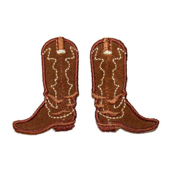 ID 9073AB Pair of Western Cowboy Riding Boot Embroidered Iron On Applique Patch