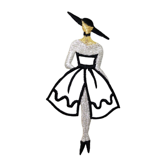 ID 9123 Silver Fashion Mannequin Patch Dress Store Embroidered Iron On Applique