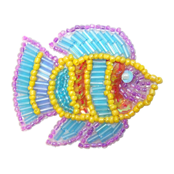 ID 9137 Exotic Tropical Fish Patch Ocean Aquarium Animal Beaded Iron On Applique