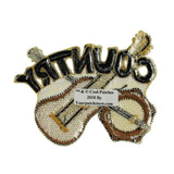 ID 9183 Guitar & Banjo Patch Real Country Music Fan Apparel Iron On Applique
