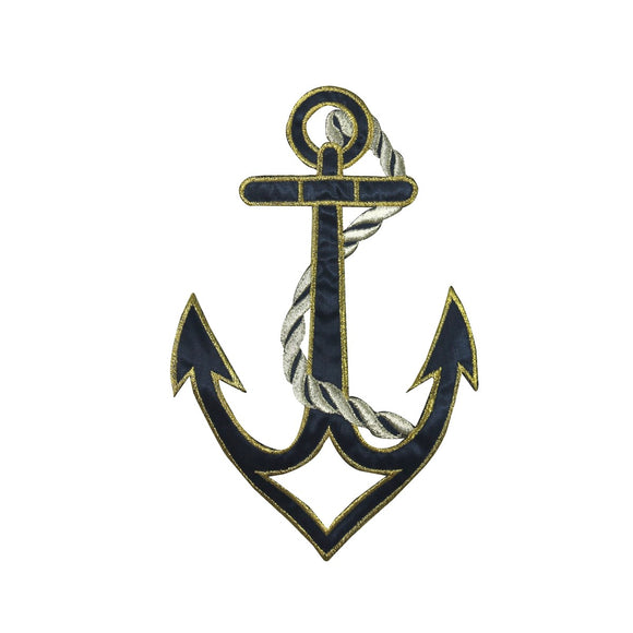 ID 9206 Navy Anchor With Rope Patch Sail Emblem Embroidered Iron On Applique