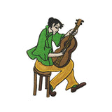 ID 9224 Musician Playing Guitar Patch Band Barb Embroidered Iron On Applique