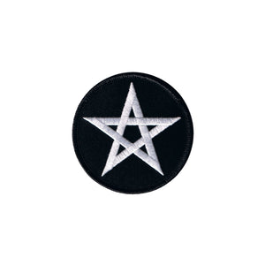 3 INCH White Pentagram Patch Star Satan Symbol Embroidered Iron On Applique