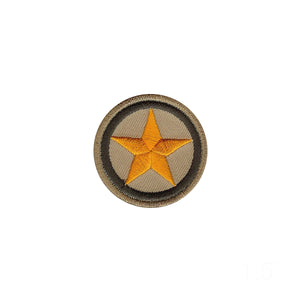 1 1/2" Gold On Brown Star In Circle Patch Military Embroidered Iron On Applique