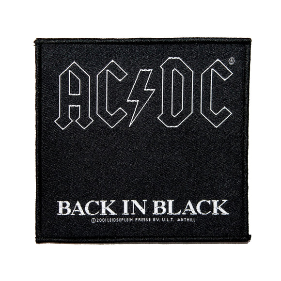 AC/DC ACDC Back in Black Album Cover Patch Hard Rock Music Woven Sew On Applique