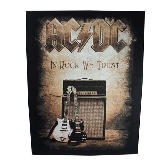 XLG AC/DC In Rock We Trust Back Patch Rock Music Band Fan Jacket Sew On Applique