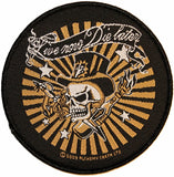 Live Now Die Later Party Rebel Skull Alchemy Carta Sew On Applique Patch