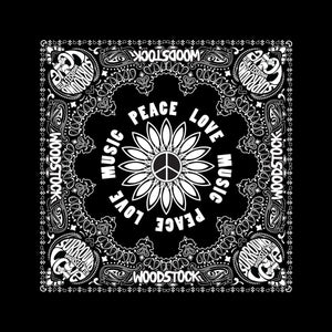 Bandana Woodstock Peace Love Music Apparel Hippie Head Band Art Head Kerchief