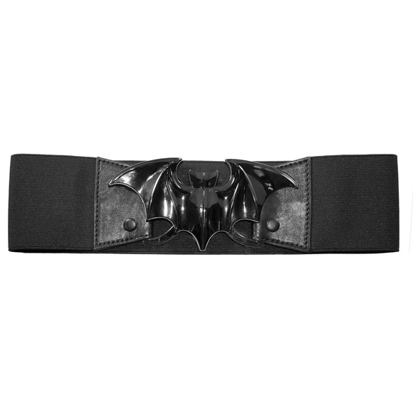 Black Bat Elastic Waist Belt Kreepsville Gothic Horror Fashion