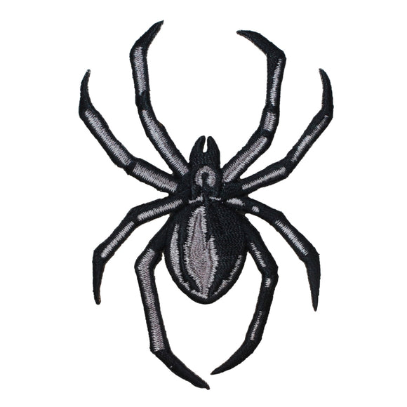 Black Grey Spider Patch Arachnid Creepy Halloween Embroidered Iron On Applique
