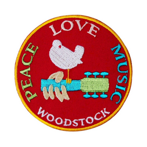 Woodstock Festival Patch Peace Love & Music Dove Embroidered Iron On Applique
