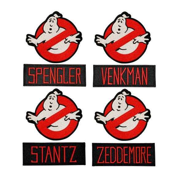 Set of 8 Ghostbusters Patches Name Tags No Ghost Sign Logo Embroidered Iron On