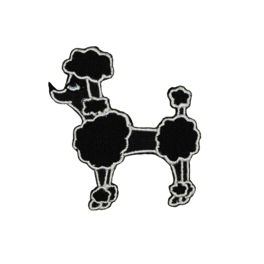 Black Poodle Girl Patch Pretty Fluffy Dog Breed Embroidered Iron On Applique