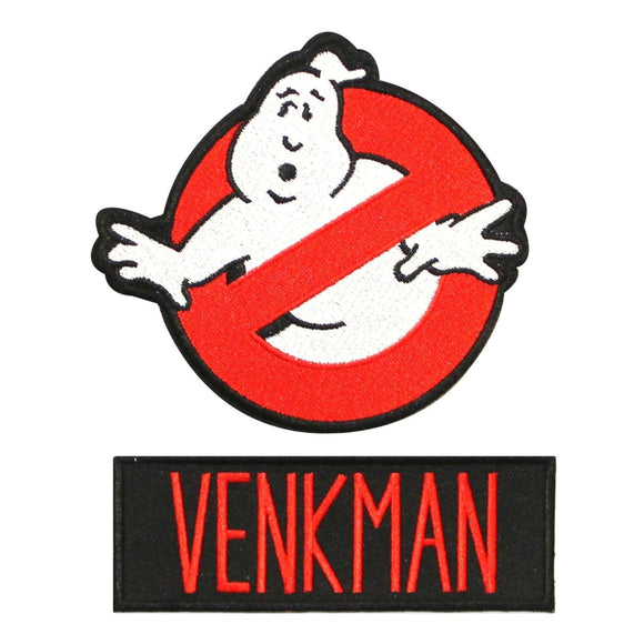 Ghostbusters Venkman Name Tag & No Ghost Embroidered Iron On Applique Patches