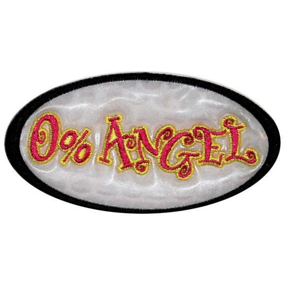 White 0% Angel Holographic Patch Girls Badge Biker Embroidered Iron On Applique