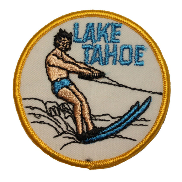 FB054 Lake Tahoe Water Skiing Embroidered Applique Travel Souvenir Patch FD