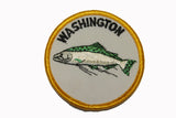 FB066A Washinton Fishing Trout Embroidered Applique Travel Souvenir Patch FD