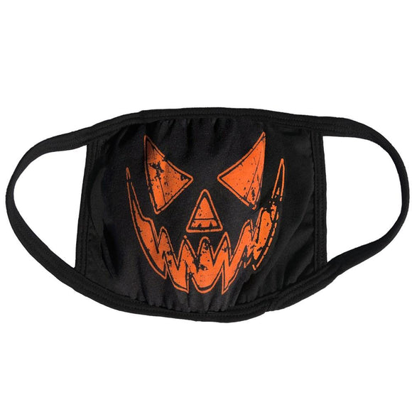 Black Distressed Pumpkin Face Mask Cover Kreepsville 666 Horror Fashion