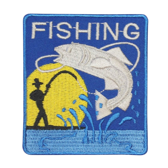 Bass Fishing Fisherman Patch Rod Reel Lure Angling Embroidered Iron On Applique