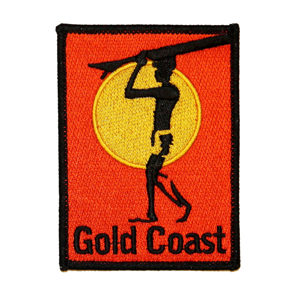 Gold Coast Surfboard Patch Beach Bum Ocean Surf Embroidered Iron On Applique