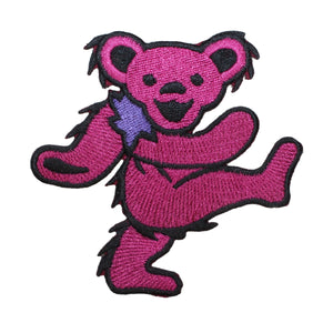 Grateful Dead 3 1/2" Pink Dancing Bear Patch Rock Band Icon Iron On Applique