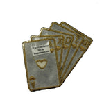 ID 8611 Black Gold Cards Patch Royal Flush Hearts Embroidered Iron On Applique