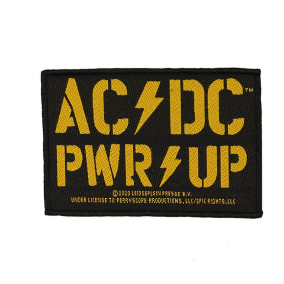 AC/DC ACDC Yellow PWR UP Logo Patch Hard Rock Music Band Woven Sew On Applique