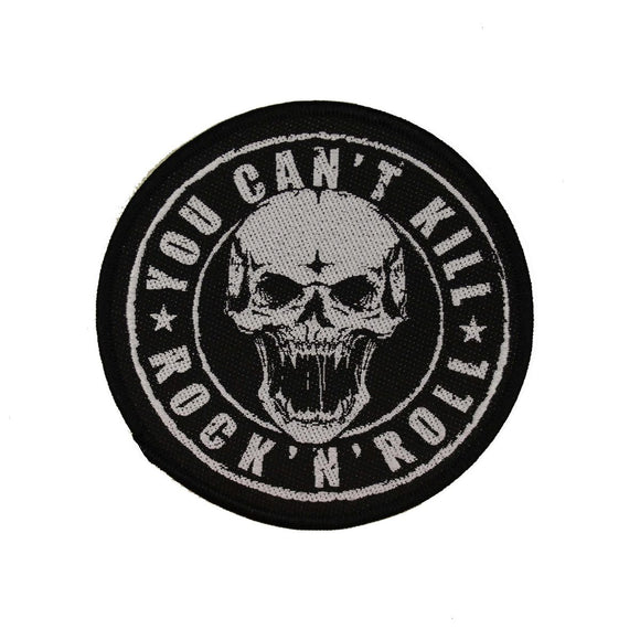 You Can't Kill Rock N Roll Patch Rock Music Skull Biker Woven Sew On Applique