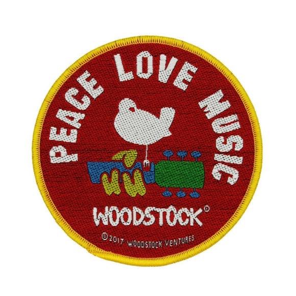 Woodstock Festival Peace Love & Music Dove Woven Sew On Applique Patch